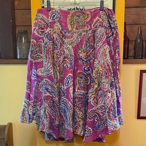 Ralph Lauren Cotton Pink Paisley Skirt